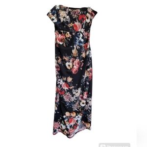 NWT XL Floral Strapless Maxi Dress with Side Slit and Side Zipper